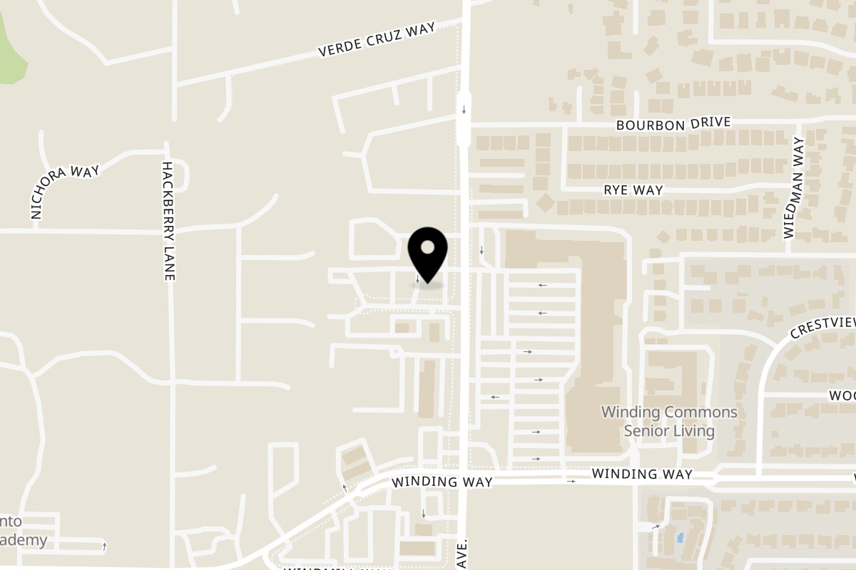 Map showing the location of Mark & Monica's Family Pizza on 4751 Manzanita Ave in Carmichael